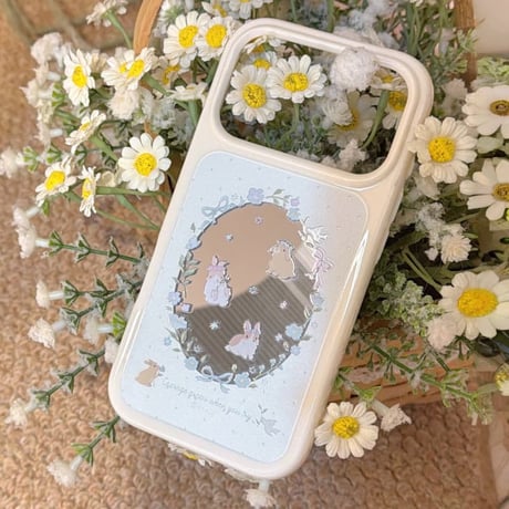CUTECASE ウサギミラー iPhone17Pro/17ケース ホワイト iPhone17Promax/16Pro/15ケース かわいい 春夏向けCM6147
