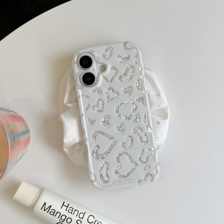 CUTECASEハート型ミラーグリップ iPhone17Promaxケース ホワイト ハート柄 iPhone16Pro/15promaxケース かわいい 多機能便利CM6526