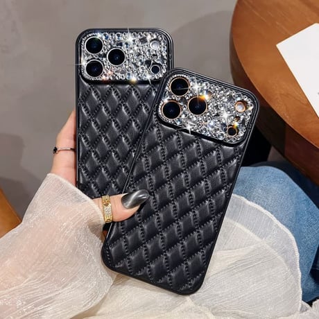 CUTECASEダイヤデコ iPhone17Pro/17ケース 菱形 皮製 iPhone17ProMax/16Pro/15カバー 高級感 冬に人気 CM5832