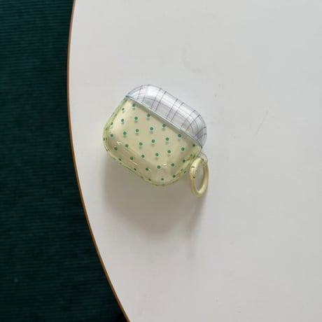 CUTECASE 淡色系 Airpods Pro3ケース 水玉模様 Airpods4/3カバー pro2/pro1 リング/ハートキーホルダー 大人可愛いCM6186