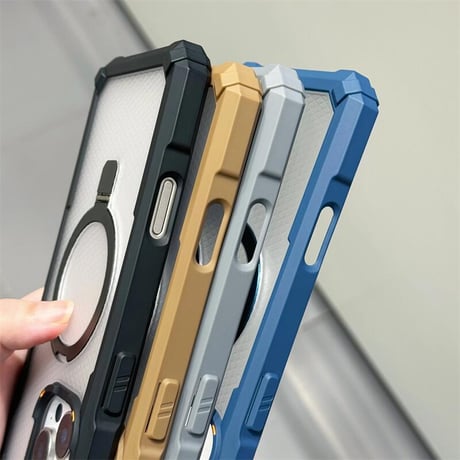 CUTECASE耐衝撃頑丈 iPhone16Promax/16Eケース Magsafe対応リングスタンド iPhone15/14/13proカバー レンズフィルム付 指紋防止 CM5422