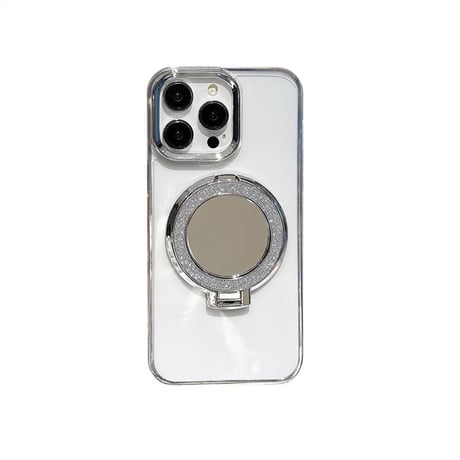 CUTECASEミラースタンド付 iPhone15/15plusケース 透明 iPhone14promax/13/12proカバー シンプル ラメ入りCM4537