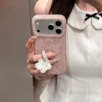 CUTECASE 貝殻花とパールミラーリング iPhone17Pro/17ケース ダイヤデコ iPhone16Promax/15pro/14ケース 上品 便利高級感 CM6457