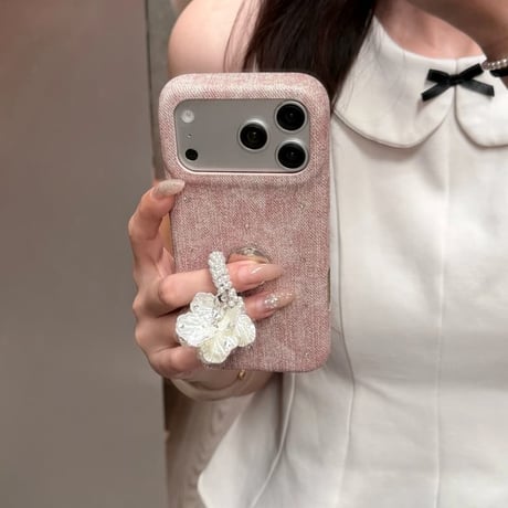CUTECASE 貝殻花とパールミラーリング iPhone17Pro/17ケース ダイヤデコ iPhone16Promax/15pro/14ケース 上品 便利高級感 CM6457