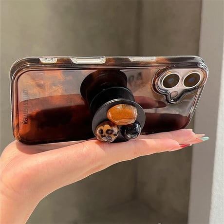 CUTECASE 琥珀色 iPhone17Pro/16Proケース グリップ付 iPhone15promax/14/13カバー 高級感 暈し染めカラー CM5614