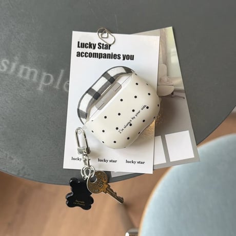 CUTECASE チェック柄水玉模様 Airpods Pro3ケース 指紋防止 Airpods4/3カバー pro2/pro1 リング/キーホルダー オシャレCM6341