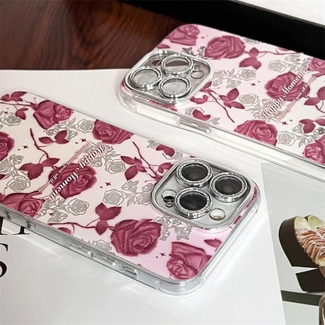 CUTECASE 薔薇柄 お母さんにバラを iPhone15/15proケース キラキラレンズ iPhone14/13pro/12ケース おしゃれ きれいCM4018