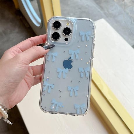 CUTECASEリボン柄 アイフォン16/16proケース キラキラバックチャーム付 iPhone15pro/14/13proカバー オシャレ お買い得 CM5469