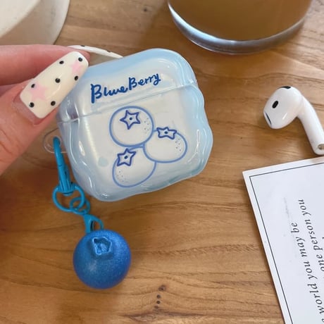 CUTECASEブルーベリー AirpodsPro3ケース うねうね Airpodspro3/2/1カバー Airpods第3/2世代 キーホルダー プレゼントにおすすめCM6445