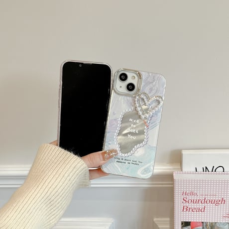 CUTECASE不規則な鏡人気の要素 うねうね 鏡付 iPhone15/15Proケース キラキラグリッター iPhone14/13Pro/12ケース きれい 便利 丈夫 C6019
