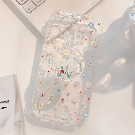 CUTECASE花柄 iPhone15/15proカバー グリップ付き iPhone14promax/13pro/12ケース 可愛い 女子力高いCM4468
