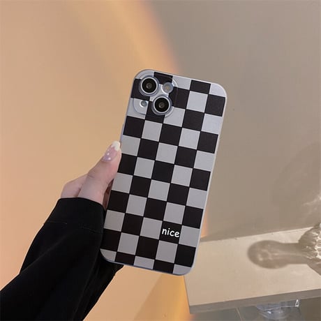 CUTECASEかわいいiPhoneチェッカーボード電話ケースiphone16proカバー高品質ソフトシェルiPhone7-16 pro Max美しいカバー オシャレ携電話ケースC87