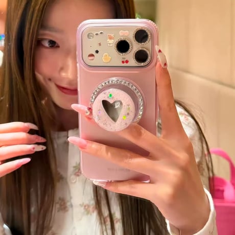 CUTECASE ダイヤミラーグリップ iPhone17Pro/17ケース マグネット式 iPhone16ProMax/15/14カバー スタンド機能 キラキラ おしゃれ きれい 人気CM6077