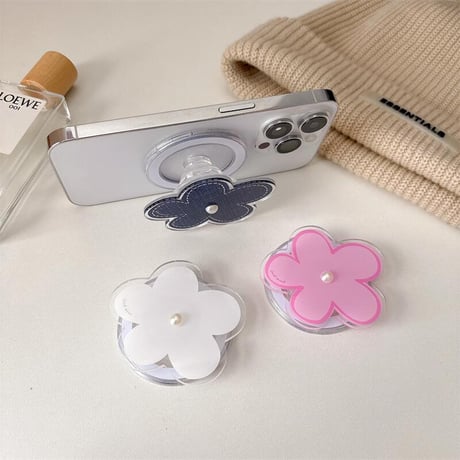 CUTECASEパールデコ花 スマホグリップ マグネットタイプ 可愛すぎる オシャレ シック スタンド 可愛い 実用 ギフトにおすすめCM4981