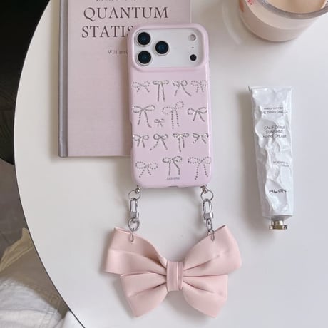 CUTECASE リボン持ち手 iPhone17Pro/17ケース 光沢感リボン柄 iPhone16Promax/15pro/14ケース 甘めコーデ CM6412