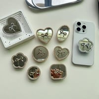 CUTECASEリボン付鏡スマホグリップ キラキラ 綺麗 粘着タイプ ジュエリーデコ 便利 おしゃれ 可愛い ギフトに最適CM5409