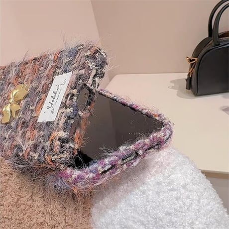 CUTECASEリボン ラシャ iPhone16/16proケース 秋冬に流行る iphone15pro/14/13/12proカバー ガールズファッションCM4939