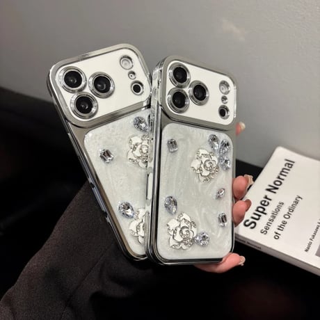 CUTECASE 花 ダイヤ iPhone17Pro 17ケース カメラカバー付 iPhone17Promax/16Pro/15ケース メッキ おしゃれCM6122