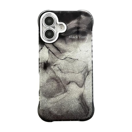 CUTECASEぼかしブラック iPhone16/16plusケース 耐衝撃加工 iPhone15Pro/14/13pro/12クリアケース キラキラ かわいい レンズ保護CM4816