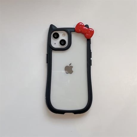 CUTECASE 猫の耳 iPhone15/15proケース リボンデコ iphone14promax/13pro/12カバー 可愛い 黄ばまないCM4301