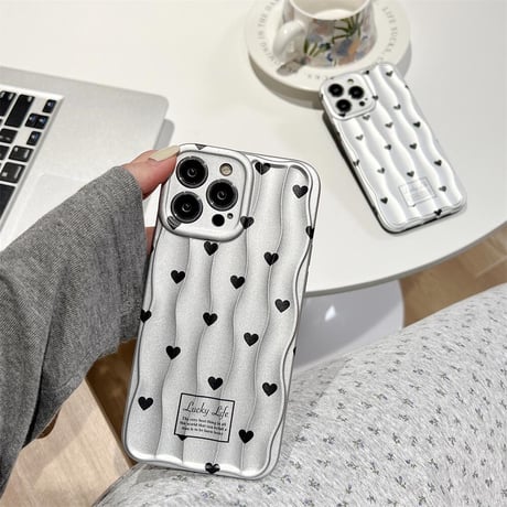 CUTECASE ハート柄 iPhone15/15proケース マット 指紋防止 iPhone14/13pro/12proケース かわいい 女子力UP CM4405