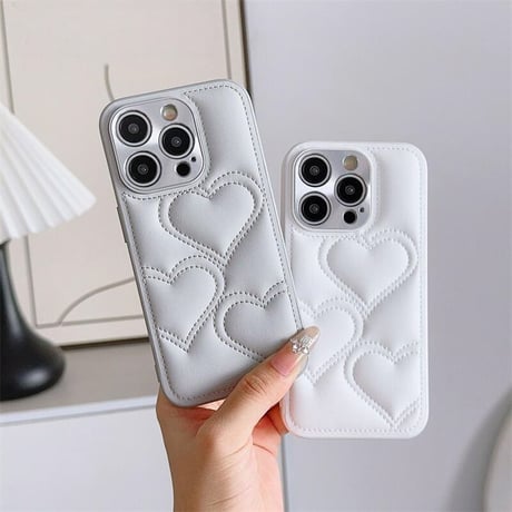 CUTECASEiPhone16/16plusケース ハートキルティング iPhone15pro/14/13Proカバー エレガント カメラ保護CM4668