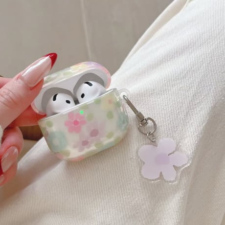 CUTECASE 春におすすめ Airpods Pro3ケース 花柄 Airpods4/3カバー pro2/Pro1ケース 可愛いキーホルダー キュートCM6143
