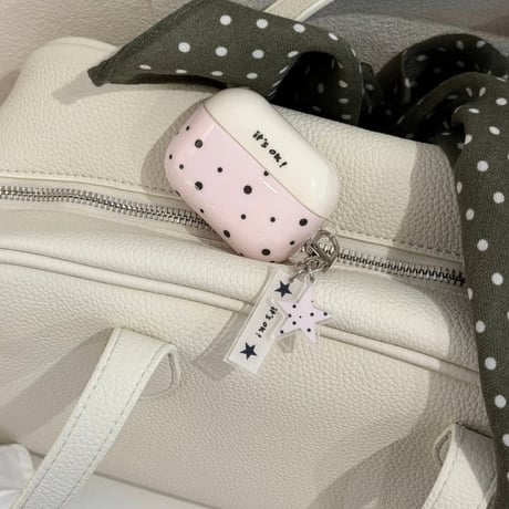 CUTECASE ピンク it's ok Airpods Pro3ケース 水玉模様 Airpods4/3カバー pro2/pro1 リング/星キーホルダー 韓国風CM6254