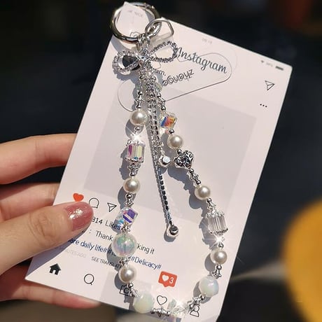 CUTECASE高級感 ストラップ 綺麗キラキラバックチャーム クリスタルキーチェーン 丈夫 全機種対応 女子力アップ 便利人気 CM5504