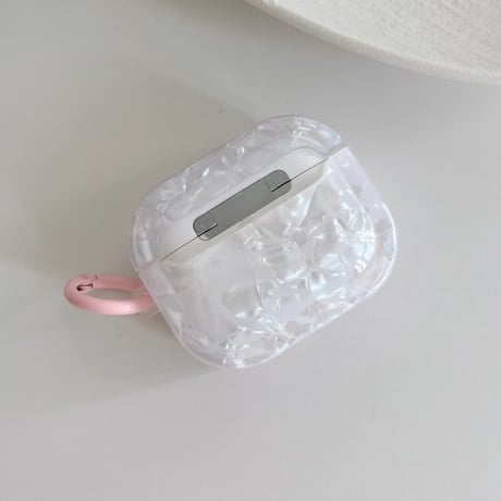 CUTECASE ピンクシェル風 Airpods Pro3ケース リボン柄 Airpods 4/3カバーケース AirpodsPro2/1 光沢感 高品質 CM6232