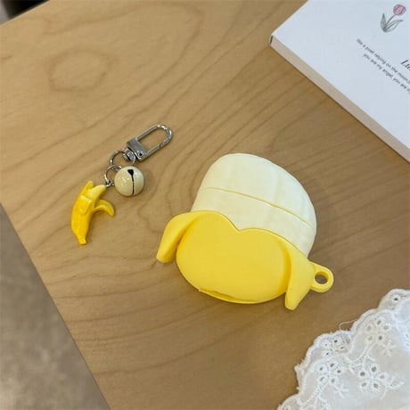 CUTECASEバナナ Airpods4ケース ギフトにおすすめ airpods3/2カバー AirpodsPro2ケース キーチェーン付き かわいい果物デザインCM5423