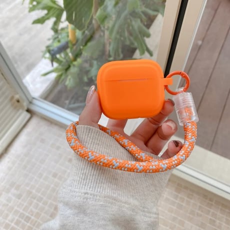 CUTECASE オレンジ AirpodsPro3/４ケース ストラップ付 Airpods3/Pro2ケース 充電口カバー付き トレンドカラー CM5714