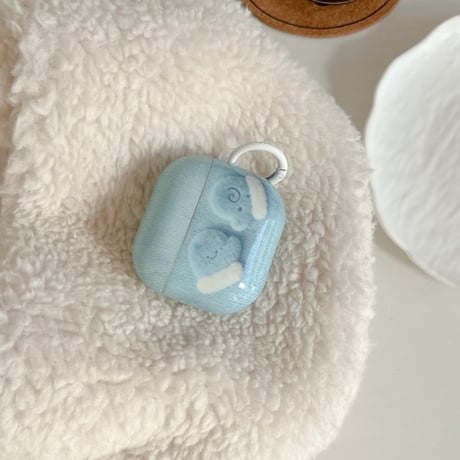 CUTECASE 兎キーホルダー AirpodsPro3ケース 手袋柄 韓国風 エアポッズ4/3 AirpodsPro2/Proカバー ギフトにおすすめ ブルーカラーCM5923
