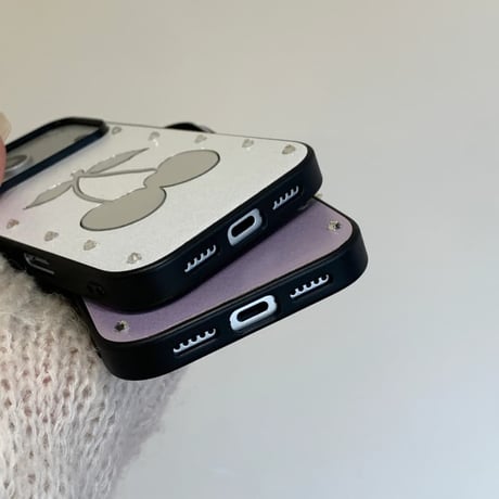CUTECASEさくらんぼミラー iPhone17Pro/17ケース ダイヤデコ iPhone16Promax/15pro/14ケース レザー 高品質CM6301