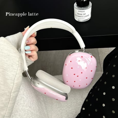 CUTECASE ハート柄 AirPodsMaxケース 韓国風 ピンク エアーポッズ マックス専用カバー 女子力高い 質感いい 光沢感 CM4945
