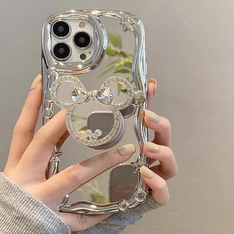 CUTECASEダイヤミラー iPhone15pro/15ケース キラキラ 豪華 iPhone14pro/13/12proカバー グリップ付き キラキラ きれい CM4076