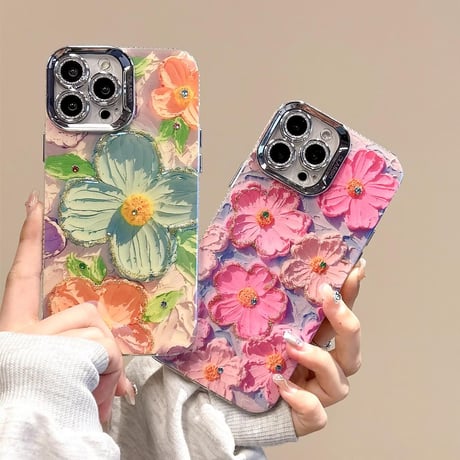CUTECASE花柄 iPhone15/15proケース 春夏コーデ iphone14/13/12proカバー キラキラ 丈夫 人気CM4074