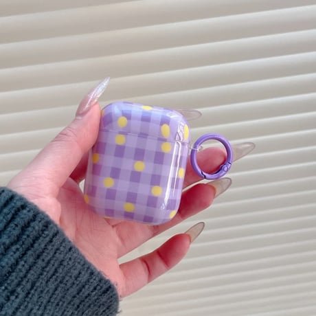 CUTECASE チェック柄と水玉模様 AirpodsPro3ケース 韓国っぽ Airpods3/pro2カバー 可愛い リング付 ギフトにCM6020