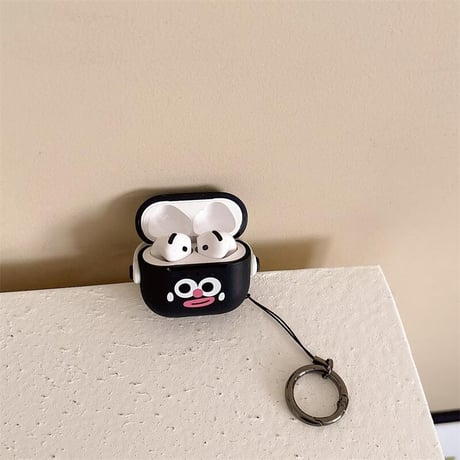 CUTECASE可愛い顔 Airpods4ケース スタンド付 AirpodsPro2ケース airpods3/2カバー リング付 耐久性ある CM5292