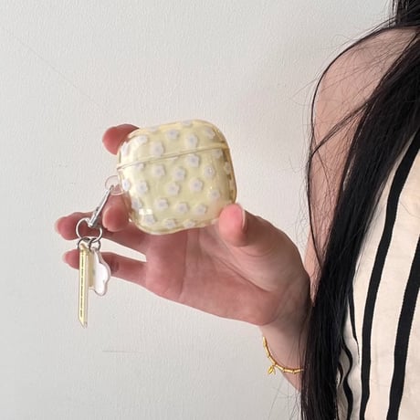 CUTECASE 韓国っぽ Airpods Pro3ケース かわいい花柄 Airpods4/3カバー pro2/pro1 リング/キーホルダー ギフトにおすすめCM6459