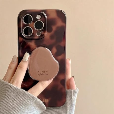 CUTECASE琥珀色 iPhone16/16Proケース グリップ付き 光沢感 iPhone15pro/14/13Proカバー おしゃれ 大人可愛いCM4918
