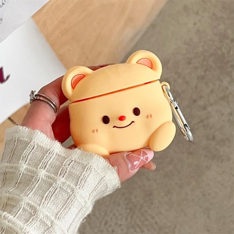 CUTECASE熊ちゃん Airpods3/pro2ケース かわいいシリコン Airpods2/proカバー リング付 可愛い ギフトに最適CM4411