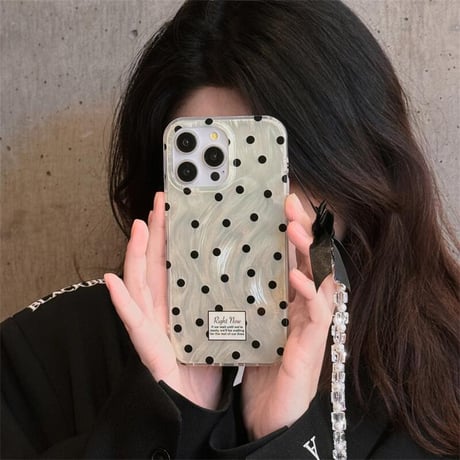 CUTECASE水玉模様 iPhone15/15proケース リボンストラップ付 iPhone14/13pro/12proカバー かわいい キラキラ 女子力UP CM4004