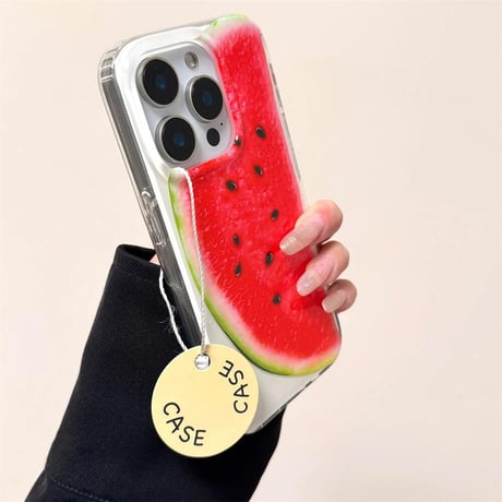 CUTECASEスイカ柄 iPhone16pro/16ケース 美味しそう iPhone15/14promax/13proケース 丈夫 夏に人気CM5246