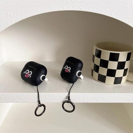 CUTECASE可愛い顔 Airpods4ケース スタンド付 AirpodsPro2ケース airpods3/2カバー リング付 耐久性ある CM5292