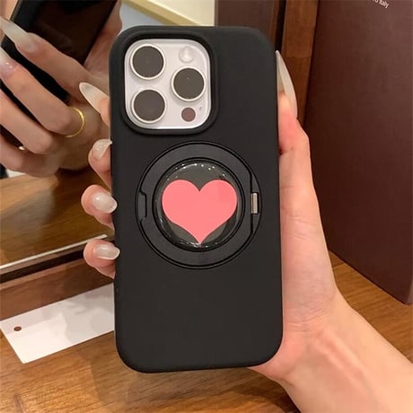 CUTECASEハート柄マグネットリング iPhone16pro/16ケース 高品質シリコン アイフォン15/14pro/13/promaxカバー 耐衝撃丈夫 ワイヤレス充電 スタンドCM4953