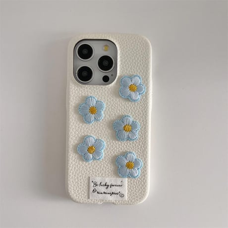 CUTECASE 刺繡花 レザー iPhone15Pro/15promaxケース 高級感 アイフォン14pro/13/12ケース シック CM4394