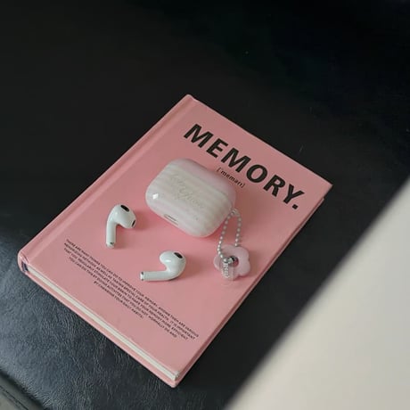CUTECASE ピンク Airpods Pro3ケース 縞模様 Airpods4/3カバー pro2/pro1 リング/花キーホルダー かわいいCM6539