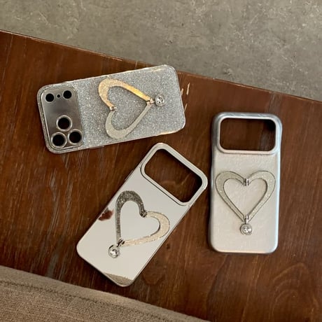 CUTECASE キラキラ感ハートスタンド iPhone17/17Proケース 鏡/レザー iPhone16Pro/15ProMaxケース 多機能便利 おしゃれCM6372