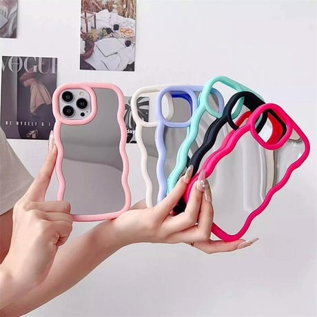 CUTECASE うねうねミラー iPhone16pro/15ケース 淡色系 iPhoneSE/14/13Promax/12/11カバー 使いやすい おしゃれCM5284